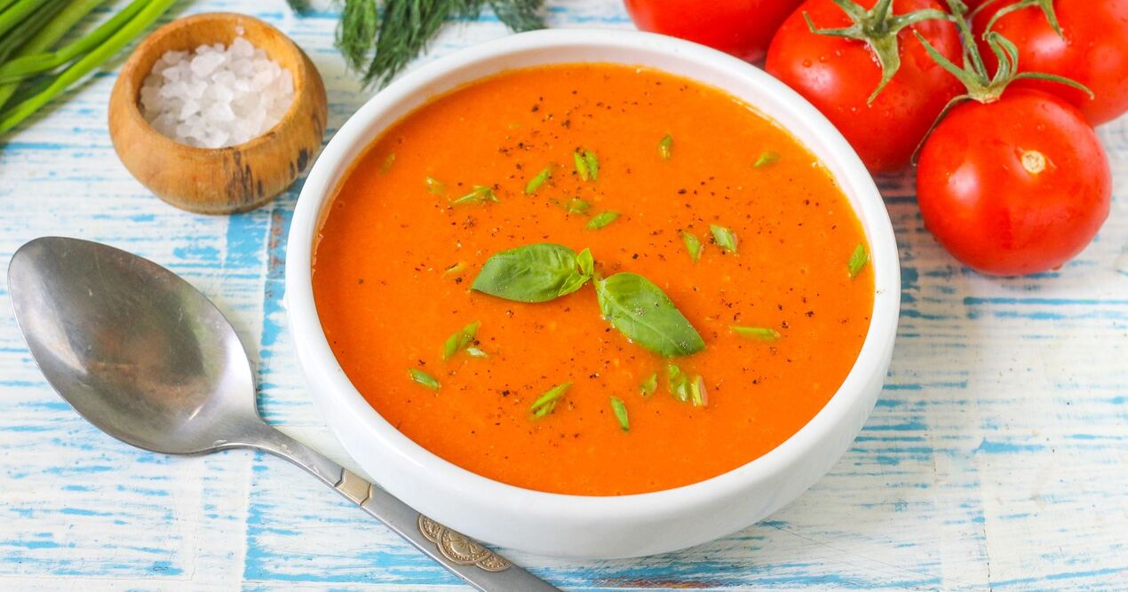 Pomidorų tyrės sriuba pagal dietą